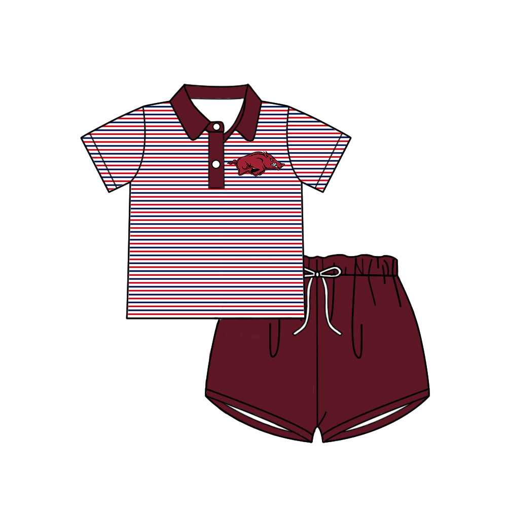 ( Moq 5 each style ) Baby Boy Girl Short Sleeves Team Pig Sibling Dress Shirt Set 5.5