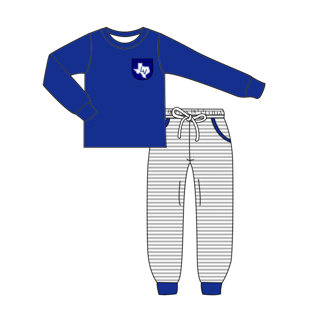 ( Moq 5 each style ) Boys Girls Team Cheer Sibling Shirt Drips Blue Bows Dress Set 8.14