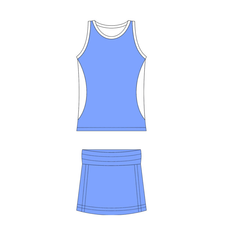 ( Moq 10 ) Baby Girl Blue Sleeveless Activity Wear Vest Tops Shorts Skirts Yoga Set