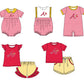 ( Moq 5 Each Style ) Baby Boys Girls Kids Team Sibling Red Stripes Rompers Sets