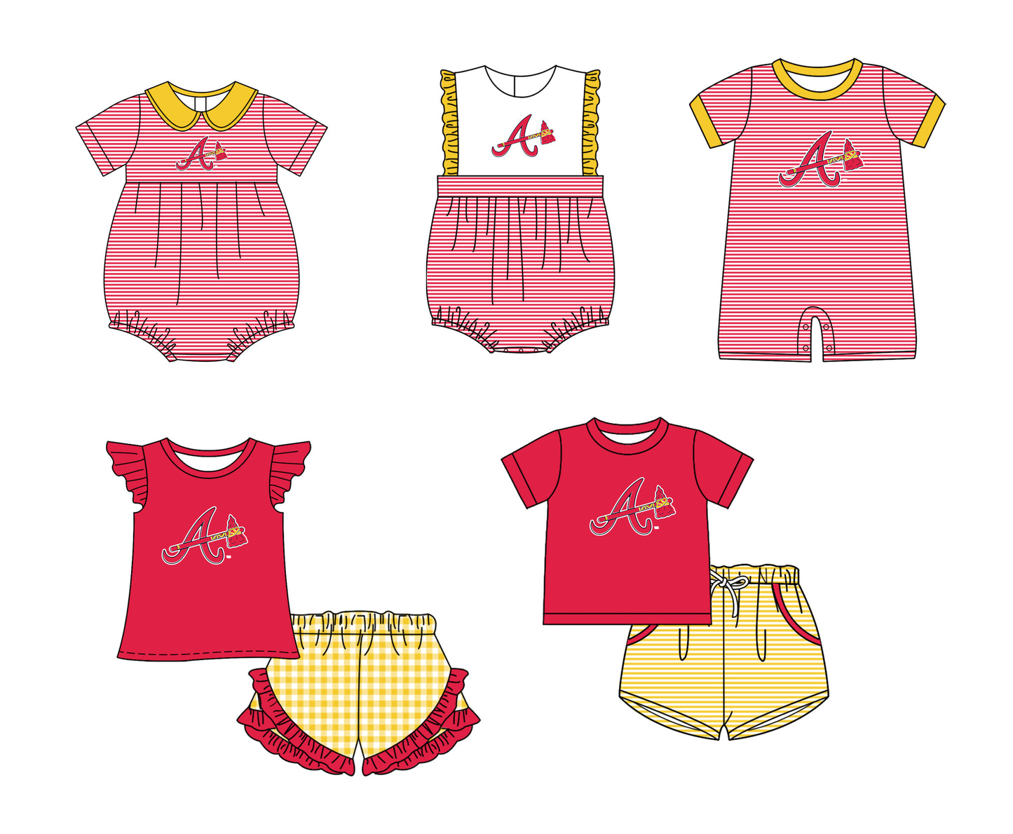 ( Moq 5 Each Style ) Baby Boys Girls Kids Team Sibling Red Stripes Rompers Sets