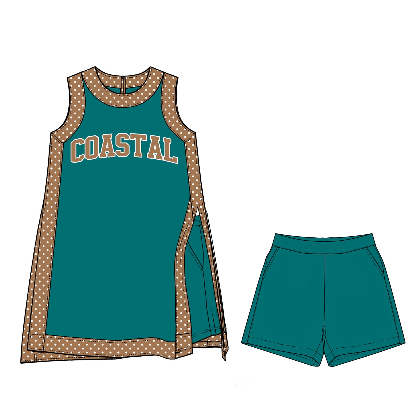 ( Moq 5 ) Baby Girls Kids Sleeveless Team Tops Shorts Team Set Clothes
