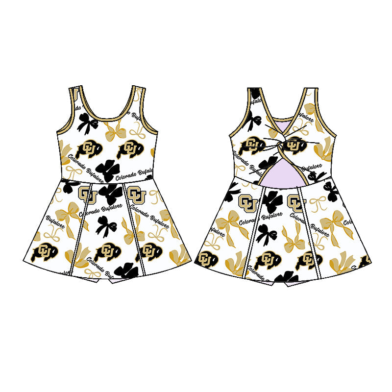 ( Moq 5 each style ) Baby Girl Team Bull Bows Sibling Dress Set 5.24