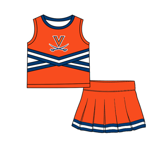 ( Moq 5 ) Baby Girls Kids Sleeveless Vest Skirt Shots Team Set Clothes