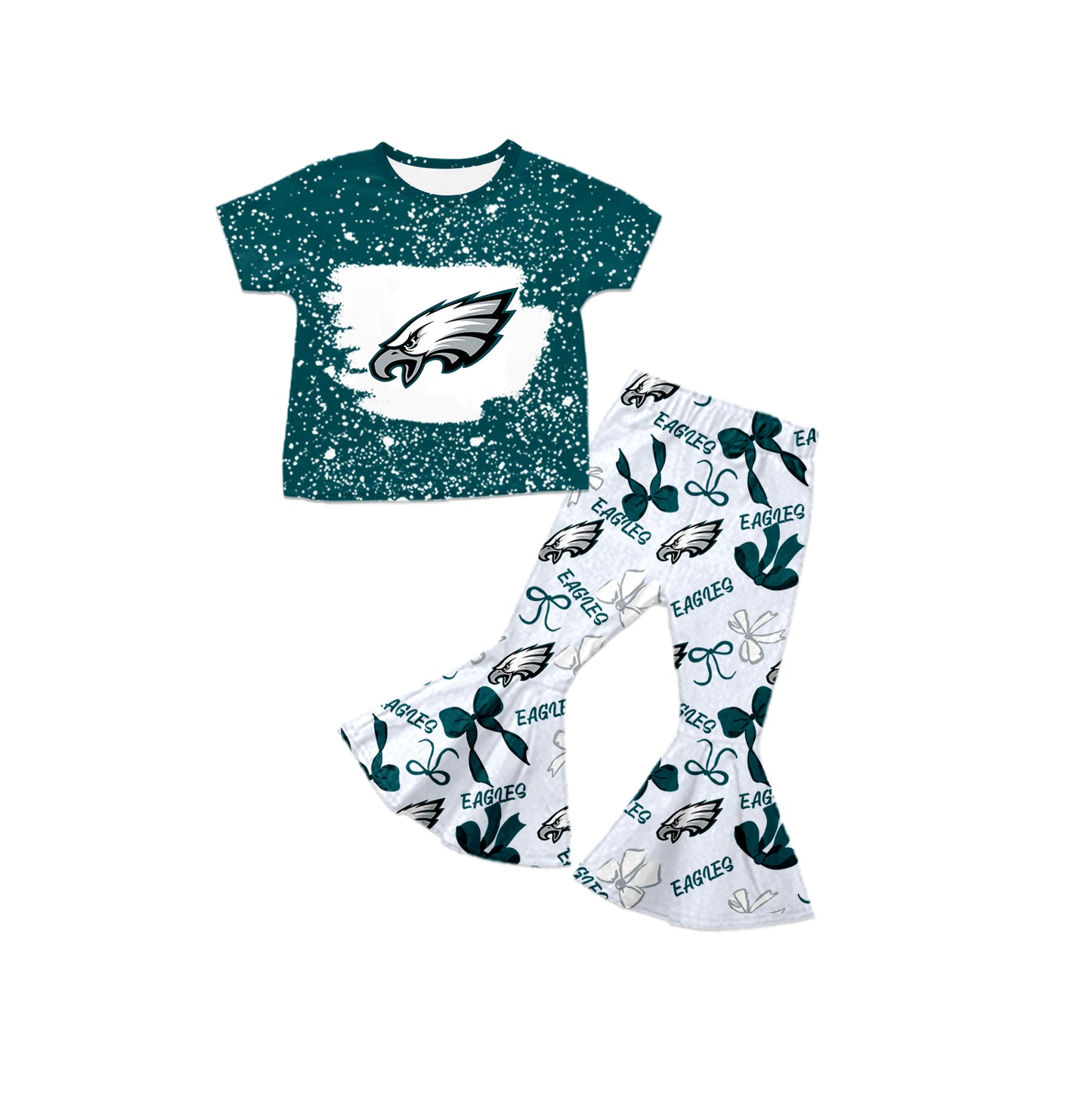 ( Moq 5 each style ) Baby Girl Toddler Team Bows Sibling Green Dress Set 7.9