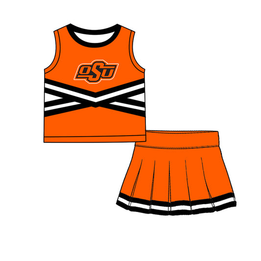 ( Moq 5 ) Baby Girls Kids Sleeveless Vest Skirt Shots Team Set Clothes