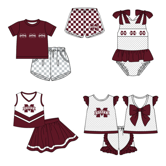 ( Moq 5 Each Style ) Baby Boys Girls Toddler Plaid Sibling Shorts Sets Team Dark Red Clothing