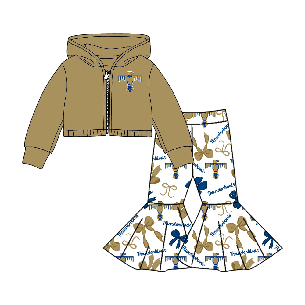 ( Moq 5 each style ) Baby Boy Girl Team Cheer Sibling Shirt Bird Bows Jumpsuit Dress Set 7.30