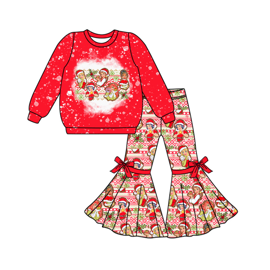 Baby Girl Red Long Sleeves Shirt Princess Pants Christmas Set