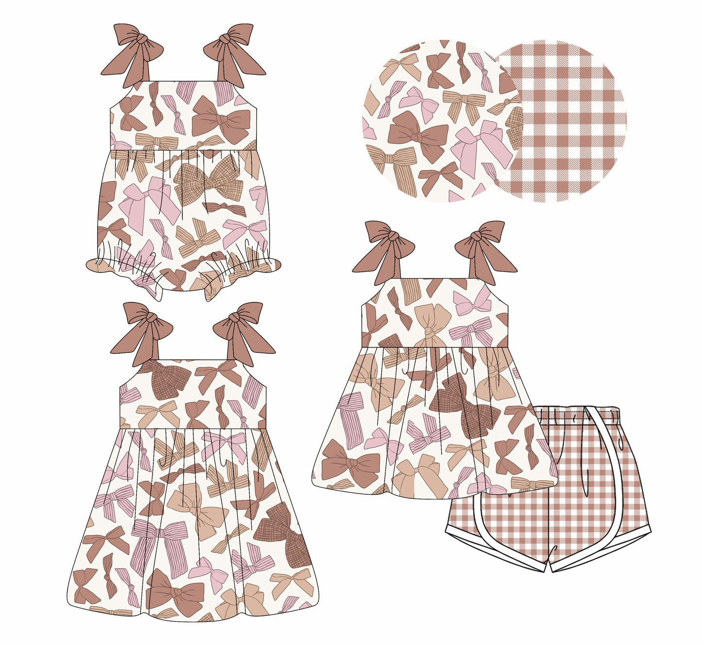 Baby Girl Straps Bows Sibling Romper Dress Set ( Moq 5 Each Style ) 4.3