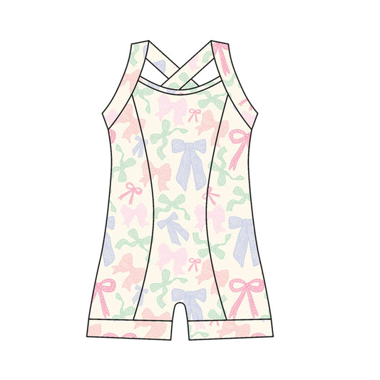 ( Moq 10 ) Baby Girl StrapS Colorful Bows Activity Wear Yoga Jumpsuit