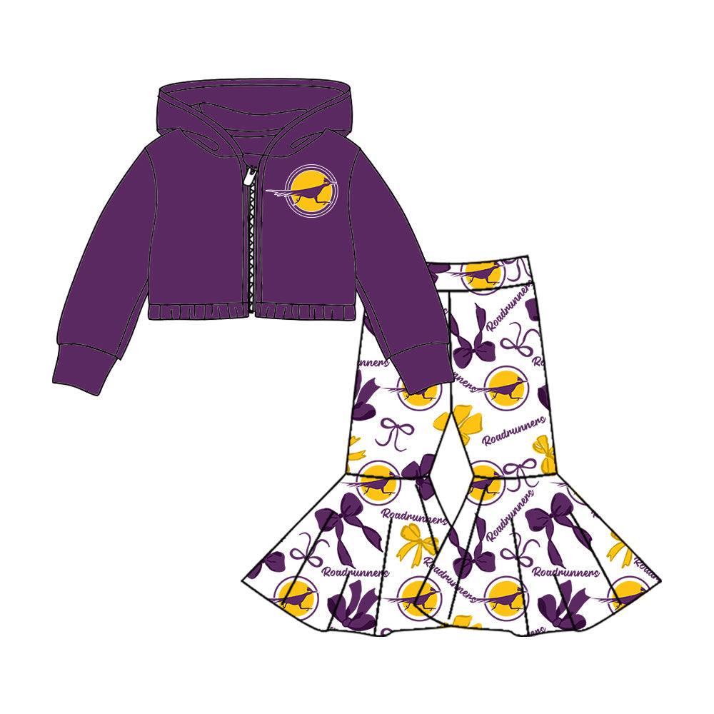 ( Moq 5 each style ) Baby Boy Girl Team Cheer Sibling Shirt Purple Bows Dress Set 8.2