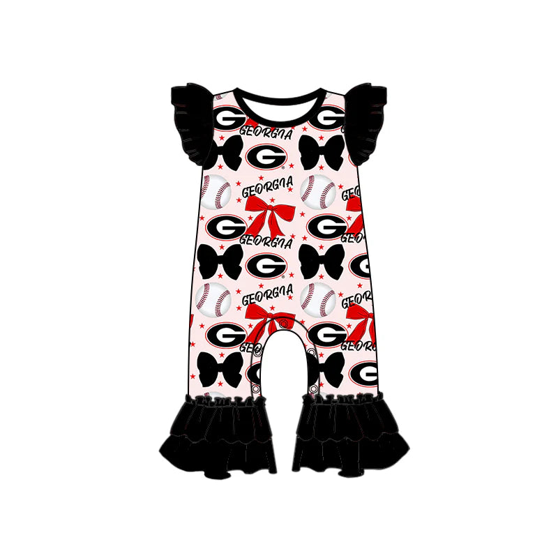 ( Moq 5 each style ) Baby Girl Toddler G Team Bows Baseball Sibling Romper Dress Set 6.13