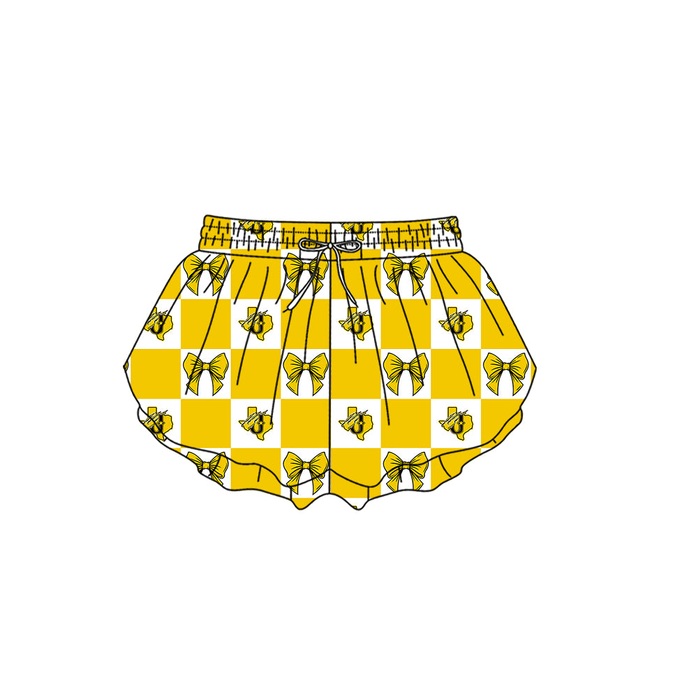 ( Moq 5 Each Style ) Baby Boys Girls Toddler Bows Team Sibling Shorts Dress Shirt Set Summer Yellow Clothes