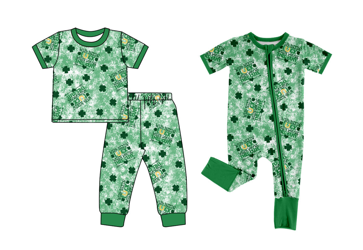 Baby Boy Green Short Sleeves St Patrick Sibling Romper Set ( Moq 5 Each Design ) 12.9