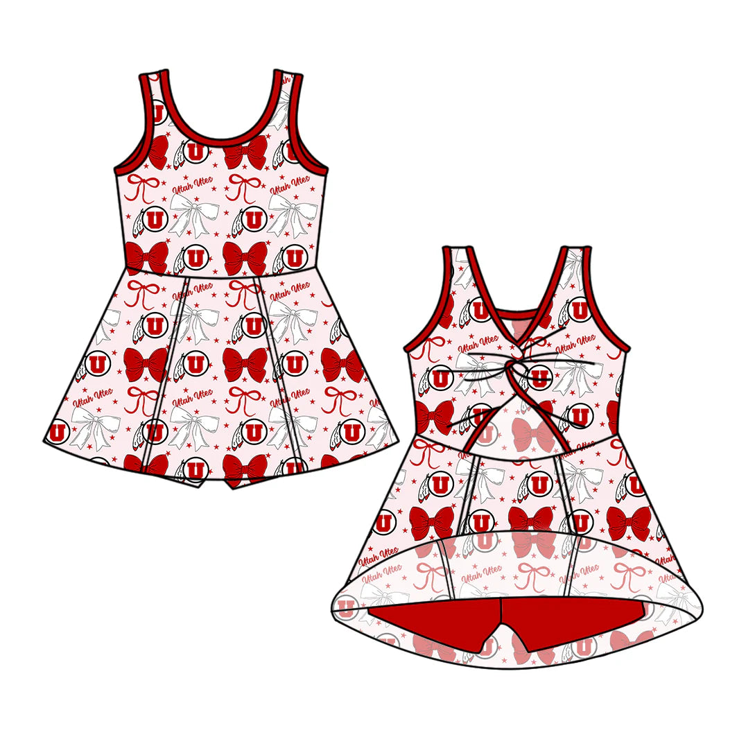 ( Moq 5 each style ) Baby Girl Toddler U Team Bows Sibling Dress Set 6.25