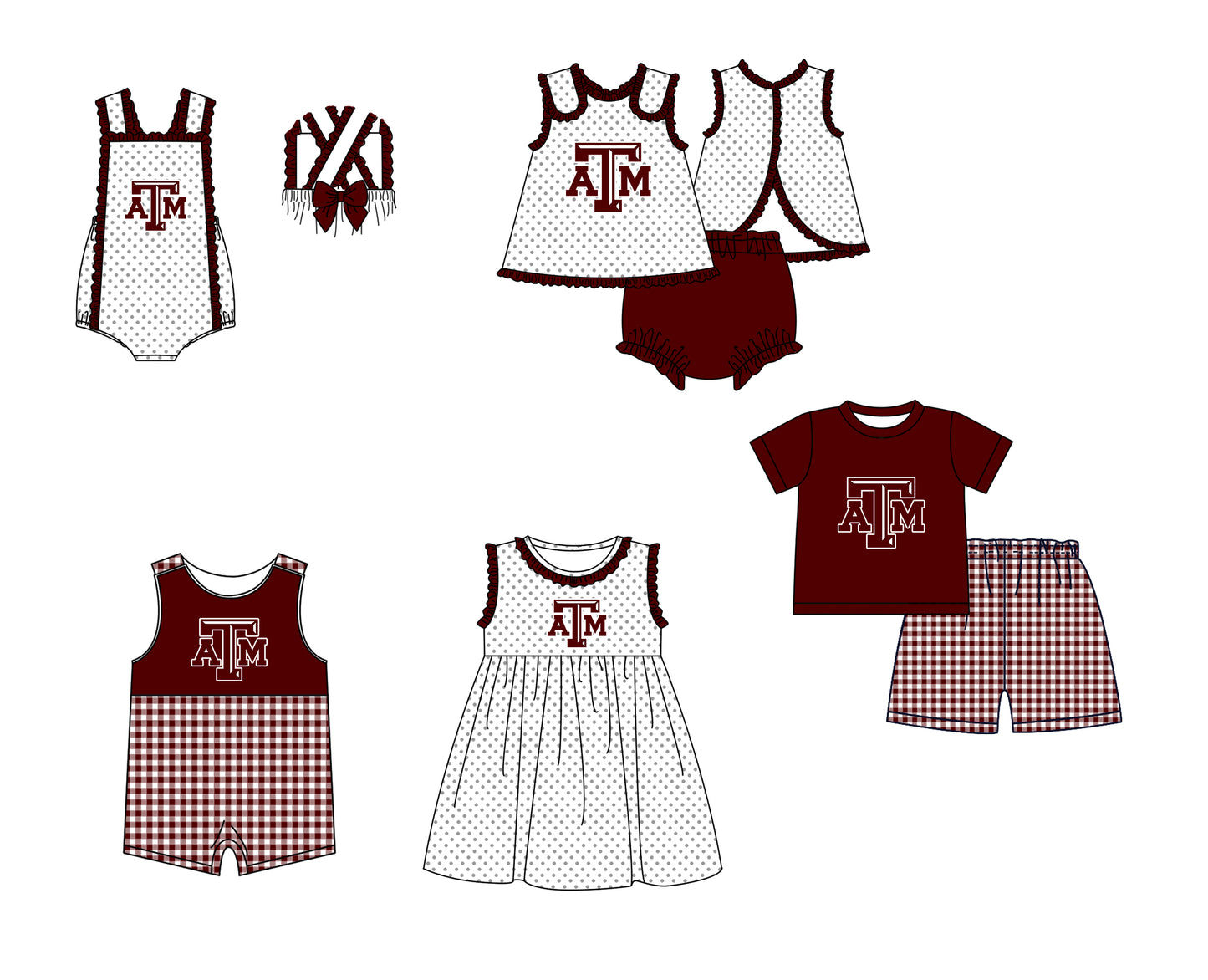 ( Moq 5 ) Baby Girls Kids Sleeveless ATM Dots Bows Team Romper