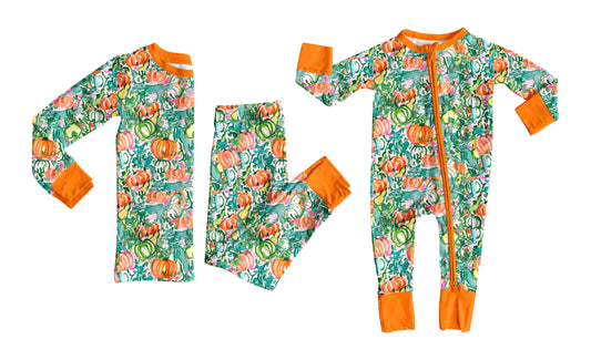 ( Moq 5 Each Style ) Baby Girl Toddler Pumpkins Sibling Romper Set