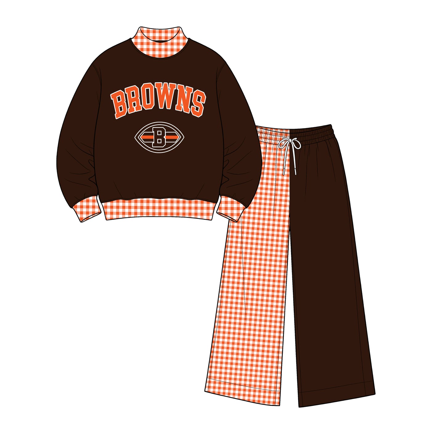 ( Moq 5 ) Baby Girls Kids Long Sleeves Shirt Plaid Pants Team Set Clothes