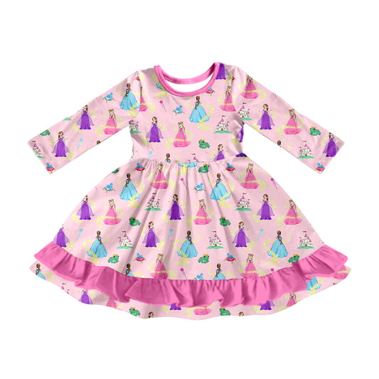 Baby Girl Long Sleeves Princess Ruffle One Piece Dress