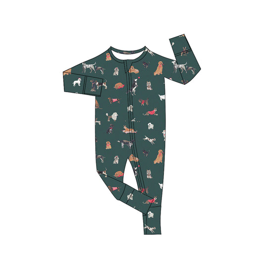 Baby Boy Infant Long Sleeves Dogs Zipper Romper