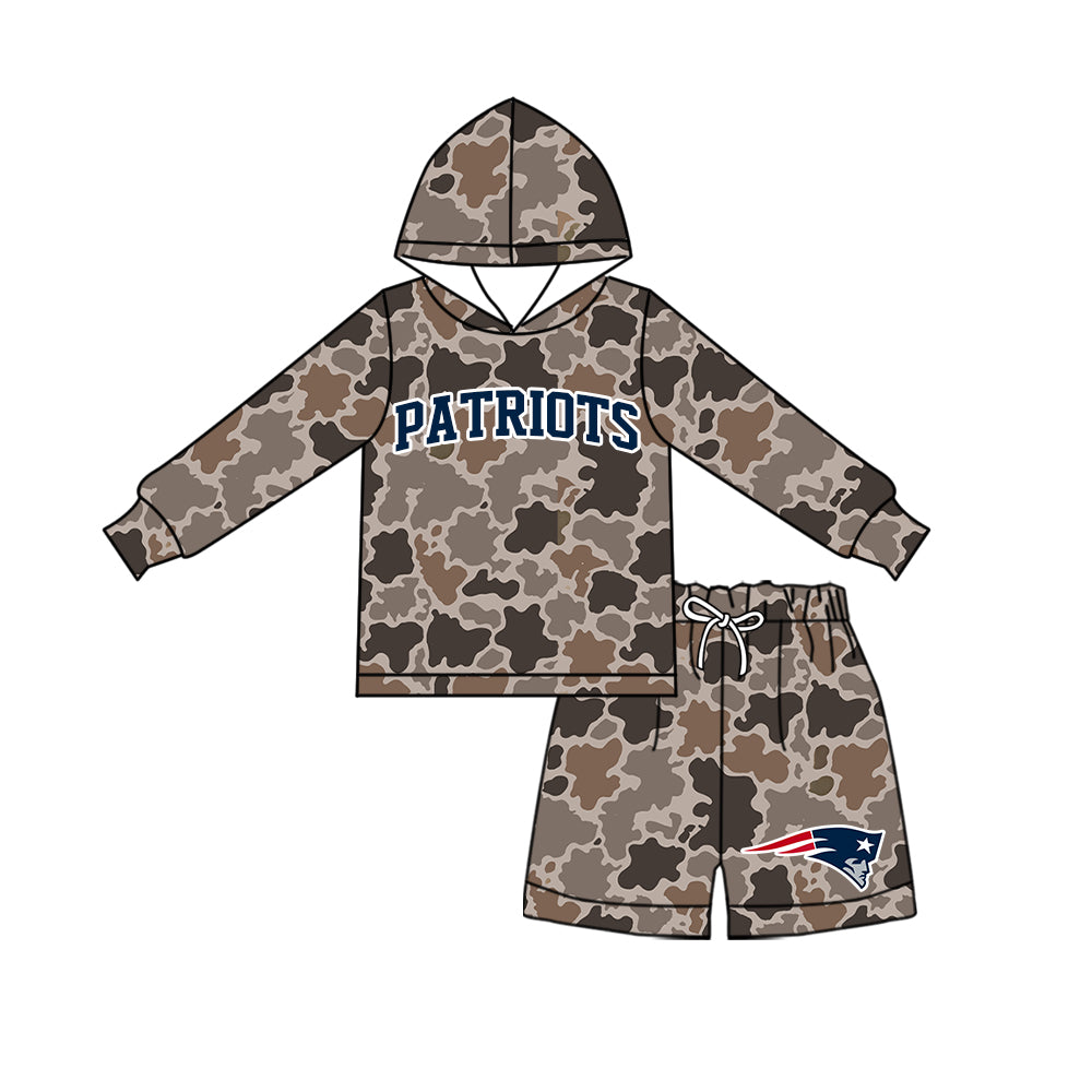 ( Moq 5 ) Baby Girls Kids Long Sleeves Hoodie Shirt Camo Shorts Team Set Clothes