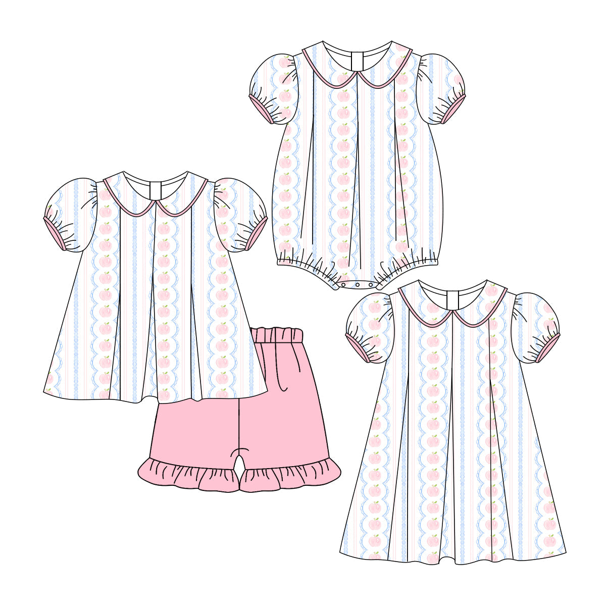 Baby Girl Back To School Sibling Romper Dress Set ( Moq 5 Each Style ) 3.6