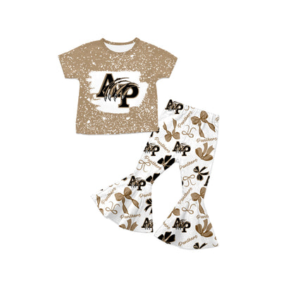 ( Moq 5 each style ) Baby Boy Girl Toddler AP Team Bows Sibling Dress Set