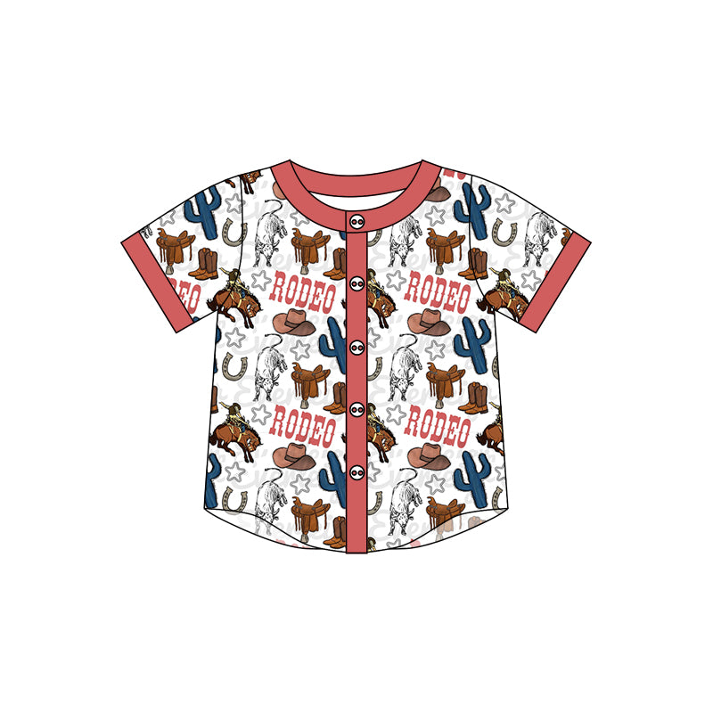 Baby Boy Western Short Sleeves Rodeo Buttons Shirt Moq 5