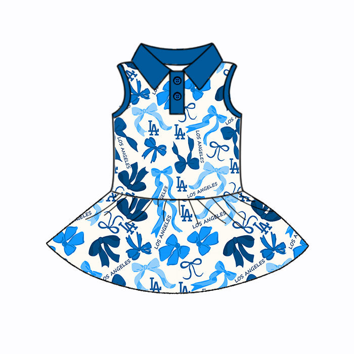 ( Moq 5 each style ) Baby Girl Team LA Bows Sibling Dress Set 5.16