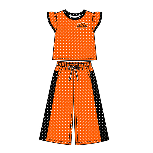 ( Moq 5 ) Baby Girls Kids Short Sleeves Shirt Pants Team Set Clothes