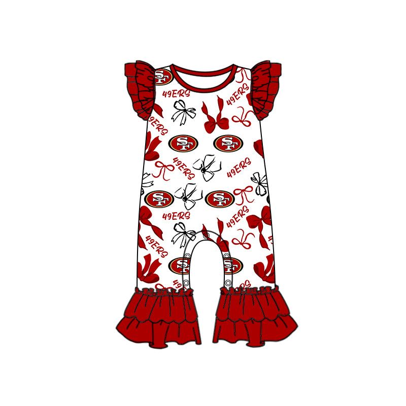 ( Moq 5 each style ) Baby Girl Toddler SF Team Bows Sibling Romper Dress Set 7.12