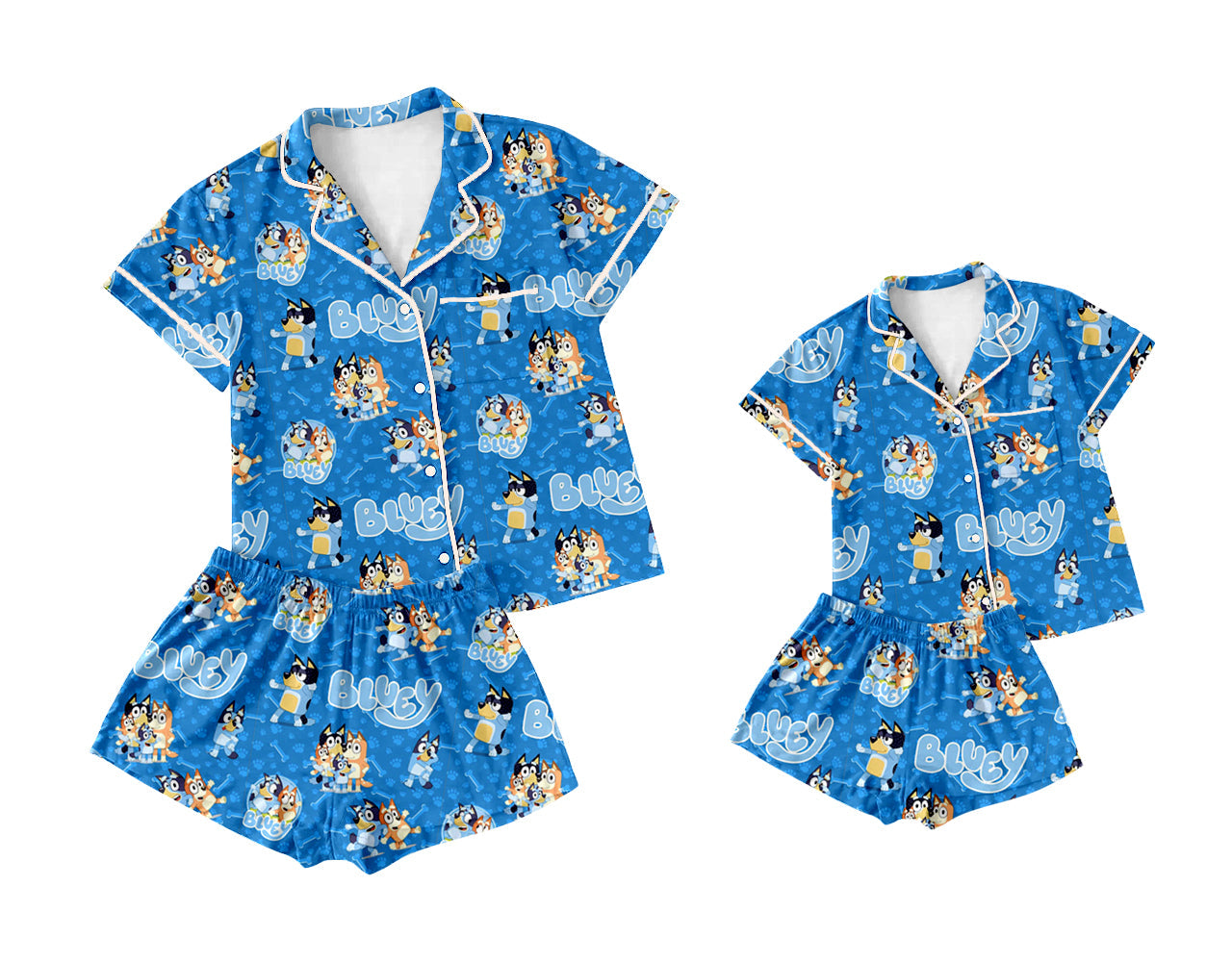 Baby Girl Adult Women Dogs Sibling Blue Pajamas Set ( Moq 5 Each Style ) 2.28