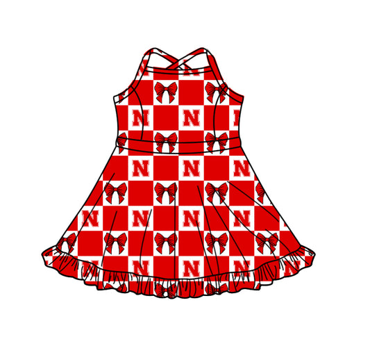 ( Moq 5 ) Custom Baby Girls Kids Straps Shorts Knee Length Team Dress Cheer Clothes