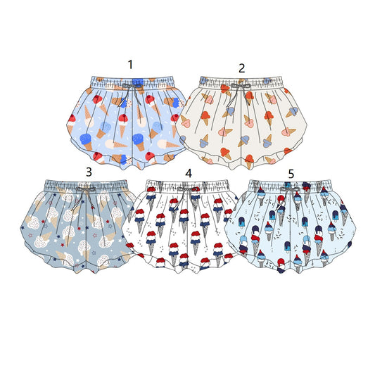 ( Moq 5 Each Style ) Sibling Baby Girls Toddler 4th of July Ruffle Shorts Summer Clothes