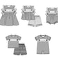 ( Moq 5 ) Baby Girls Toddler Dots Short Sleeves Bows Team Grey Knee Length Dress