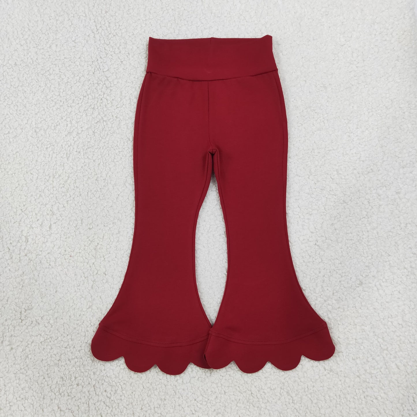 Baby Girls Kids Scalloped Pants Bottoms Cotton Red Clothes RTS
