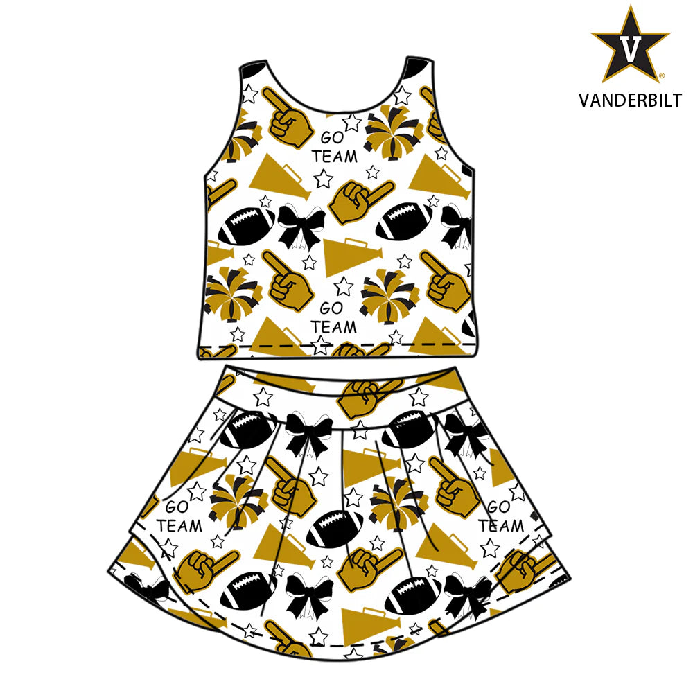 ( Moq 5 ) Baby Girl Toddler Sleeveless Football Team Stars Bows Cheer Tops Skort Set 6.7