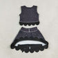 Baby Girls Kids Black Leopard Vest Bows Scallop Bows Skirt Shorts Yoga Active Set Clothes RTS