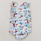 Promotion Baby Girls Kids Fishing One-piece Blue Swimsuit Summer Clothes RTS