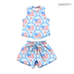 ( Moq 5 ) Preorder Baby Girls Kids Sleeveless Bows Flags Tops Shorts Set 4th of July Clothes
