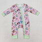 Baby Girl Infant Long Sleeves Toys Animals Zipper Pink Bamboo Romper