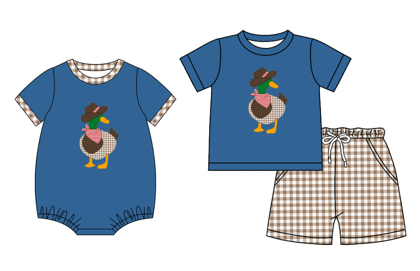 Baby Boy Short Sleeves Ducks Sibling Romper Set ( Moq 5 Each Style ) 3.17