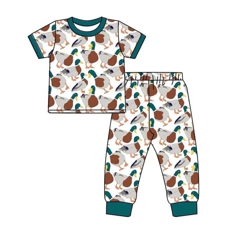 Baby Boy Short Sleeves Ducks Shirt Pants Pajamas Set Moq 5