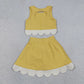 Baby Girls Yellow Sleeveless Tops Bows Skirt Shorts Yoga Clothes Set RTS