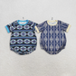 Sibling Baby Boys Kids Short Sleeves Western Aztec Bubble Rompers Summer Clothes RTS