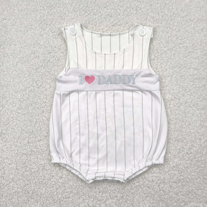 Baby Boy Embroidery  I LOVE DADDY Blue Shirt Stripes Pockets Shorts Set