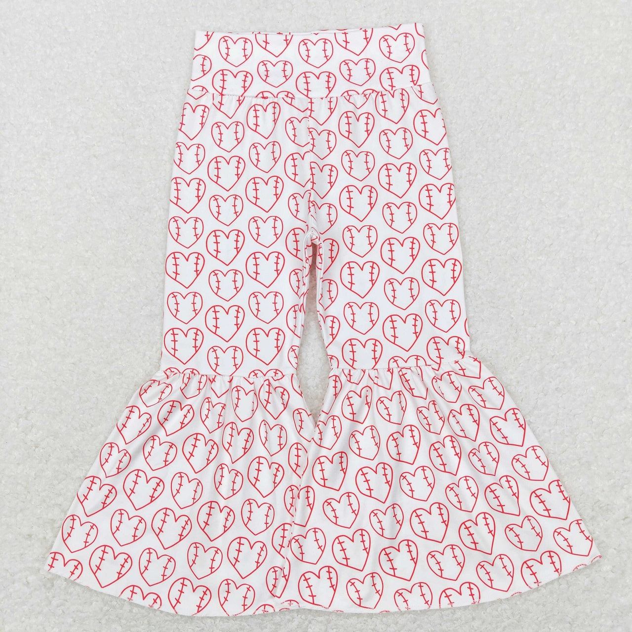 P0404 Baby Girl Baseball Hearts Bell Pants