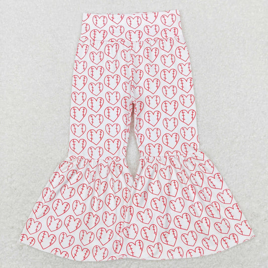 P0404 Baby Girl Baseball Hearts Bell Pants