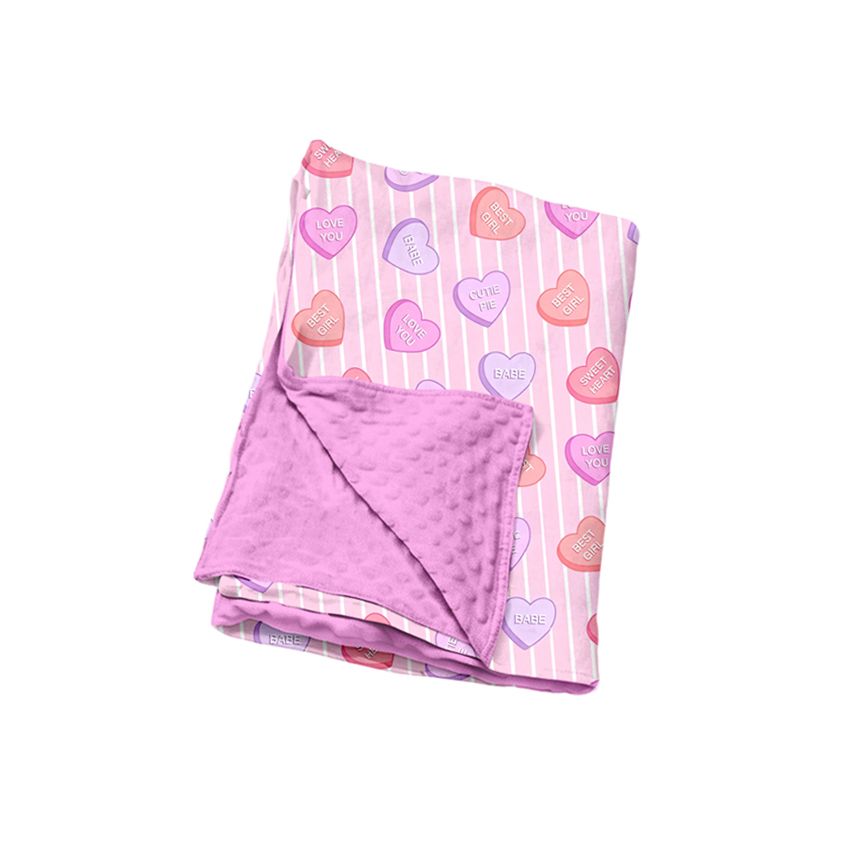 ( Moq 5 ) Preorder Baby Kids Girls Valentine Hearts Stripes Pink Blanket